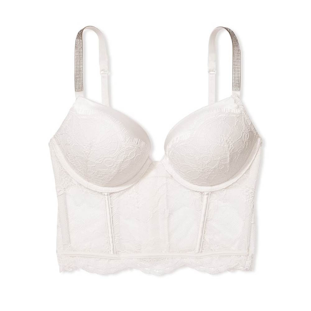 VICTORIA'S SECRET- Bombshell Add-2-Cups Push-Up Corset Top Coconut White - 32B